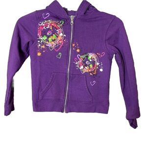 Y2k Kids Skater Girls' S (7) BCG Purple Zip-Up Peace Hoodie